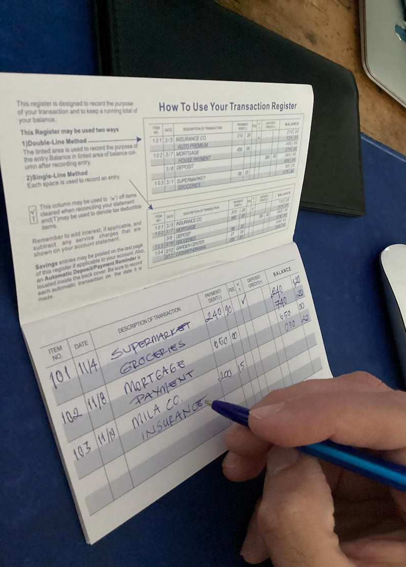20 LARGER LINES Checkbook Transaction Registers With 2026 2027 2028 ...