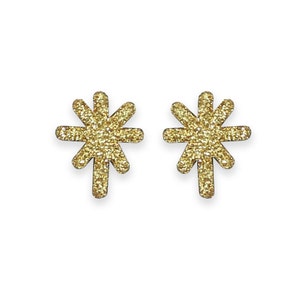 May include: A pair of gold glitter star-shaped earrings.