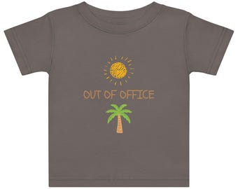 Camiseta infantil "Fuera de la oficina" / Camiseta de algodón para vacaciones en la playa durante el verano.