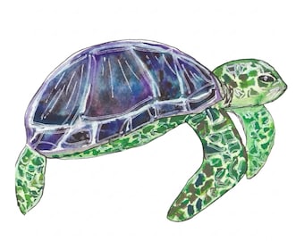 Sea Turtle Watercolor Art Print