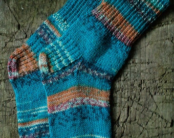 Turquoise hand knit socks for women, knit socks, wool socks women