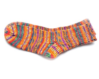Orange hand knit socks for women, knit socks, wool socks women