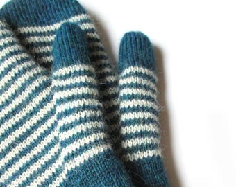 Ladies mittens, knit alpaca gloves, wool hand warmers, handmade mittens