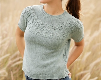 Knitted jumper with short sleeves, Hand Knit Sweater. Merino Wool Jumper