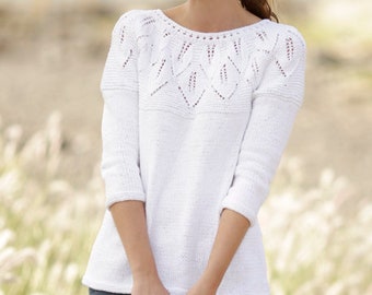 Sweter damski, dzianinowy, ręcznie robiony. Sweter bawełniany.