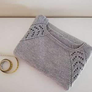 Knitted Jumper for Women, Hand Knit Sweater. hand knitted merino wool sweater Light Grey