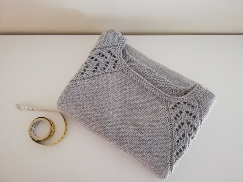 Knitted Jumper for Women, Hand Knit Sweater. hand knitted merino wool sweater Light Grey