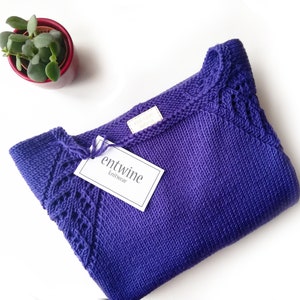 Knitted Jumper for Women, Hand Knit Sweater. hand knitted merino wool sweater Purple