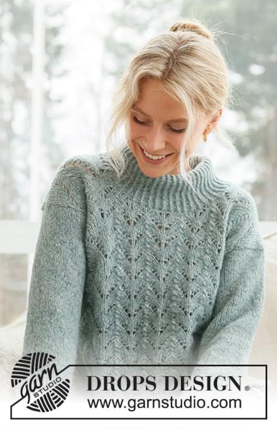 Pull Hiver En Laine - Tricoté Main à Motifs Ajourés - Taille L - Blanc - Vintage - Fabriqué En France