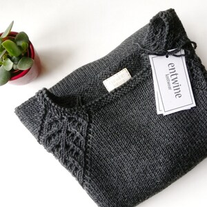 Knitted Jumper for Women, Hand Knit Sweater. hand knitted merino wool sweater Dark Grey