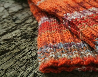 Orange knit socks for women, womens winter accessories, knitted socks