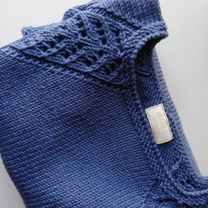 Knitted Jumper for Women, Hand Knit Sweater. hand knitted merino wool sweater Denim Blue