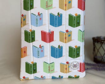 Quilted Book Sleeve-Large | Padded Book Protector | Organic Cotton Fabric Cover