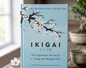 Książka Ikigai Japoński sekret długiego i szczęśliwego życia, książka samopomocowa, prezent uważności, motywacja do rozwoju osobistego, książka w twardej oprawie