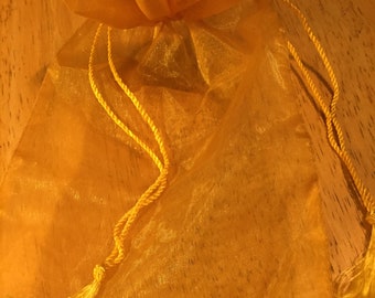 Sheer Gold Mesh Drawstring Bag