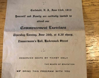 1913 Commencement Program - Carlstadt Public Schools