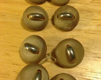 Tan Plastic Buttons with Gold Trim