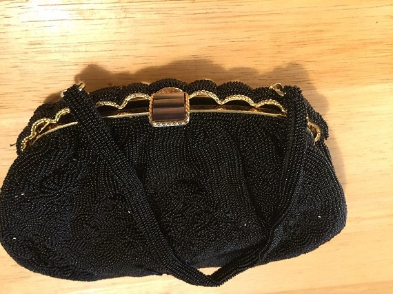 Black Beaded Evening Bag - image 4