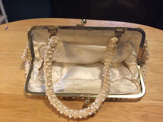 White Beaded Clutch/Strap Evening Bag - image 2