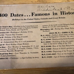 400 Dates Famous in History brochure