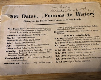 400 Dates Famous in History brochure