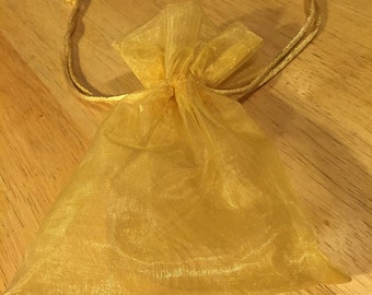 Sheer Gold Lame Drawstring Bag