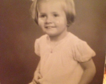 Cute Little Girl Black & White Photo Circa 1930's