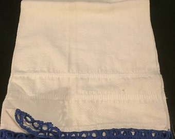 Tea Towel with Blue Tatting