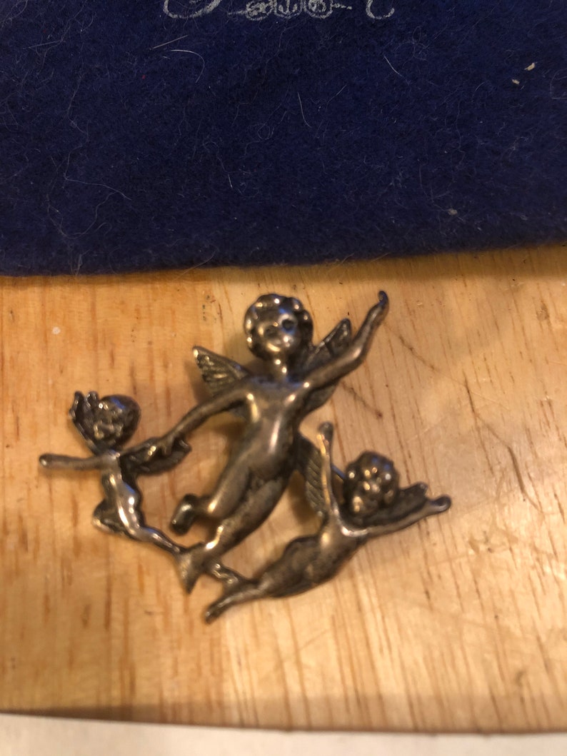 Gorham Silver 3 Angels Brooch immagine 2