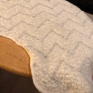 White Knit Shawl with Silver Lame Thread image 4