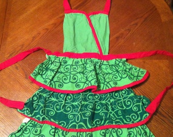 Vintage Full Apron - Red & Green