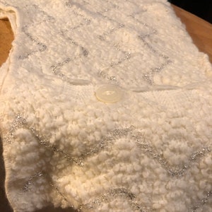 White Knit Shawl with Silver Lame Thread