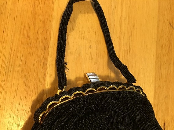 Black Beaded Evening Bag - image 2