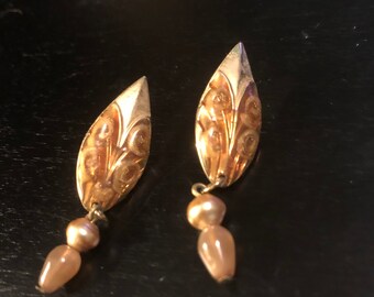 Rose Gold Leaf Dangle Earrings