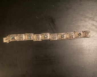 Silver (900) Inca Bracelet with Turquoise