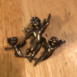 Gorham Silver 3 Angels Brooch immagine 1