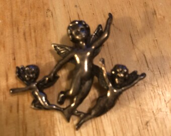 Gorham Silver 3 Angels Brooch