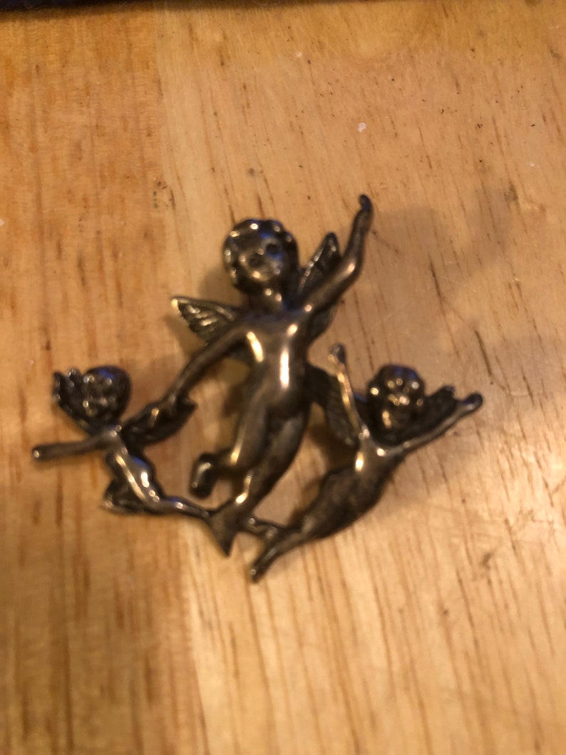 Gorham Silver 3 Angels Brooch immagine 1