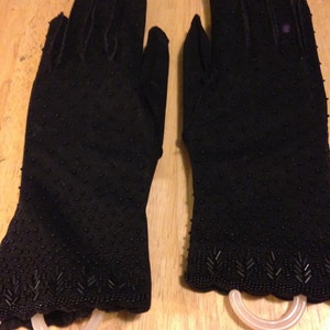 Black Beaded Gloves - Over the Wrist
