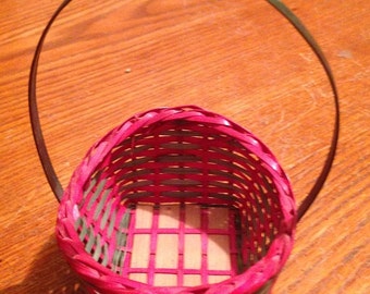 Small Red &  Green Wicker Basket
