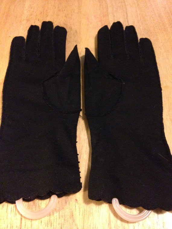 Black Beaded Gloves - Over the Wrist - image 2