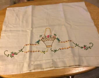 Hand Embroidered Linen Tea Towel