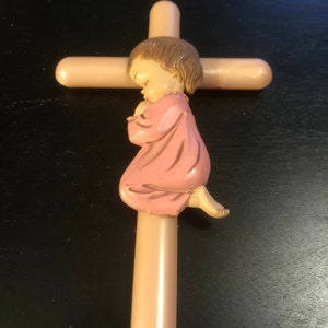Pink Cross with Praying Girl