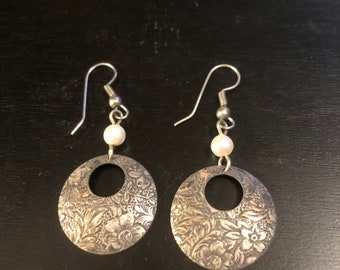 Round Silver Dangle Earrings