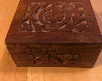 Small Hand Carved Wooden Box