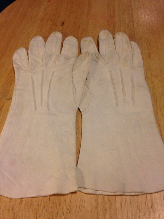 White Suede Kid Gloves - image 1