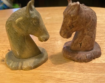 Pair of Soapstone Horse Head Paperweights