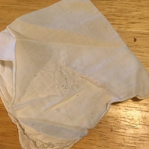 Embroidered White on White Handkerchief