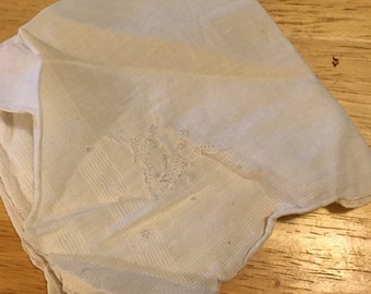 Embroidered White on White Handkerchief