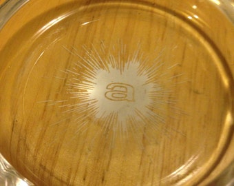 Initial "a" Glass Ashtray